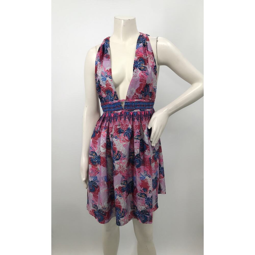 Free People Purple Combo Daydreamin Halter Mini Dress Womens M